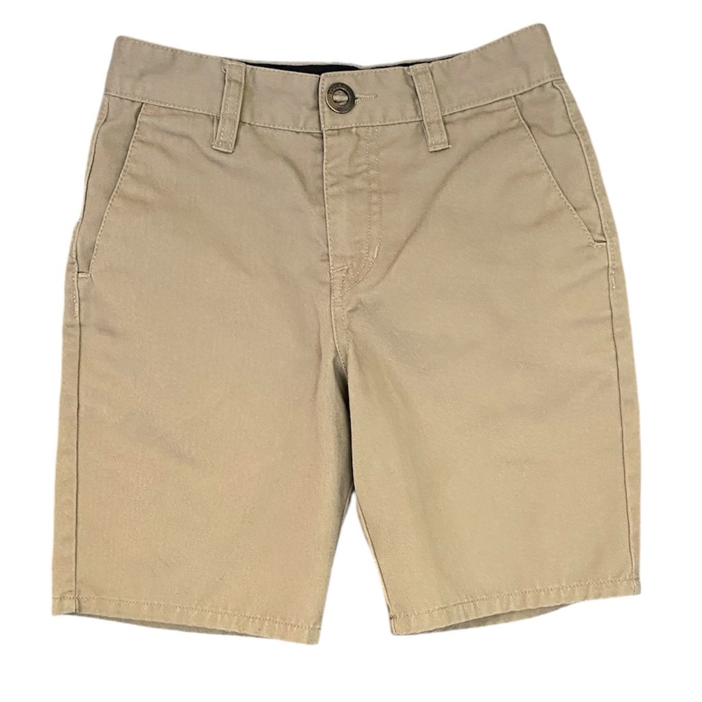 Volcom Boys  Tan Flat Front Shorts